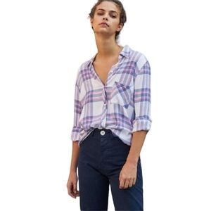 RAILS Hunter White Sky Plaid (Feminine Pastels) Shirt Size XS